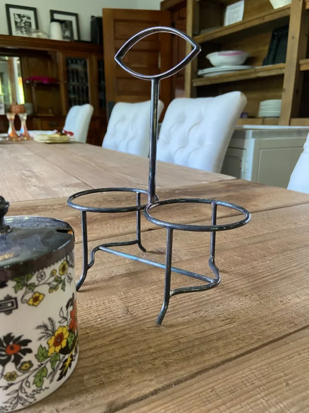 vintage porcelain condiment jar set, retro porcelain kitchen canister set
